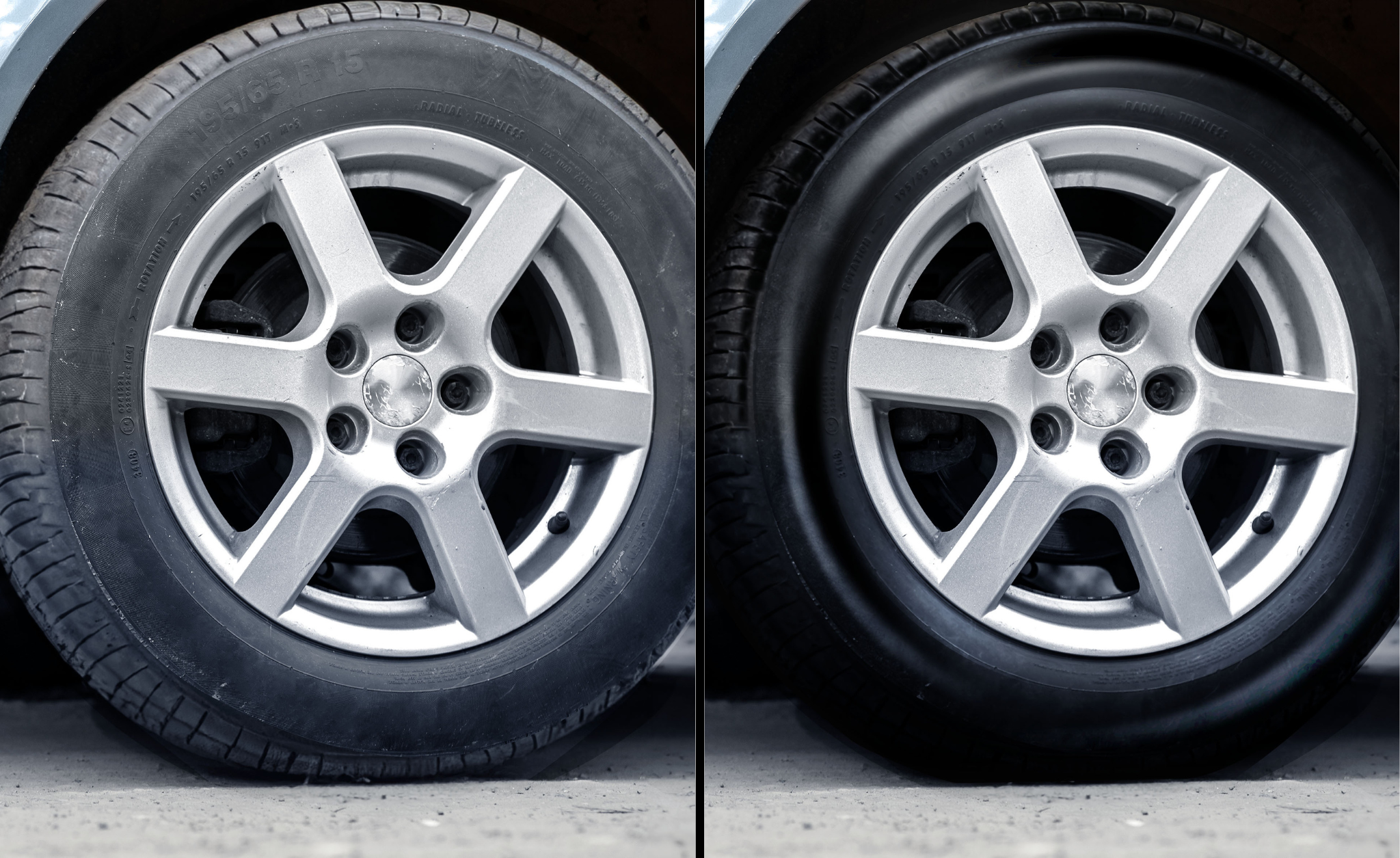 before after aging tyres with rainx solutions